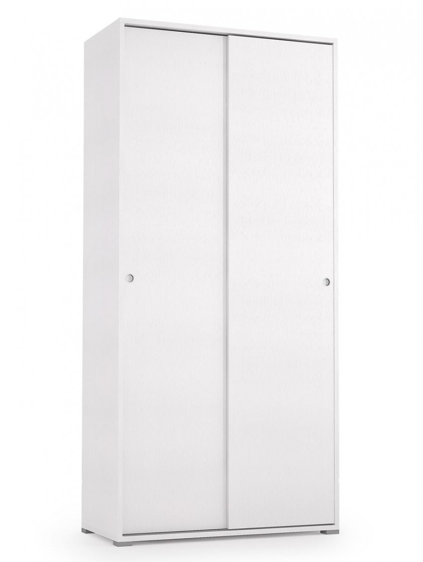 Armadio multiuso 2 ante scorrevoli texture 3d 4 ripiani L90xP45xH195 cm SLIDE Bianco