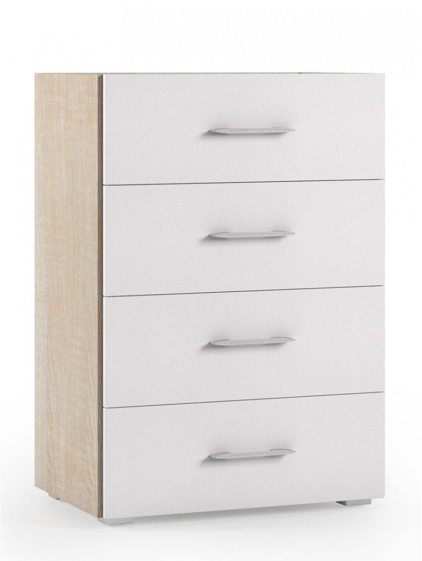 Mobile 4 cassetti texture 3d L60xP40xH87 cm CONTEMPORARY Bianco/Rovere