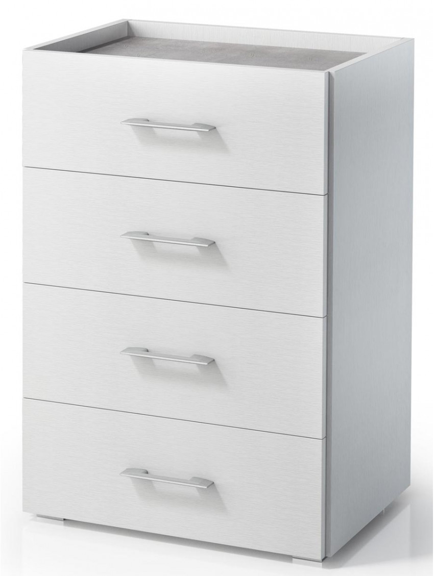 Mobile 4 cassetti texture 3d L60xP40xH87 cm CONTEMPORARY Bianco