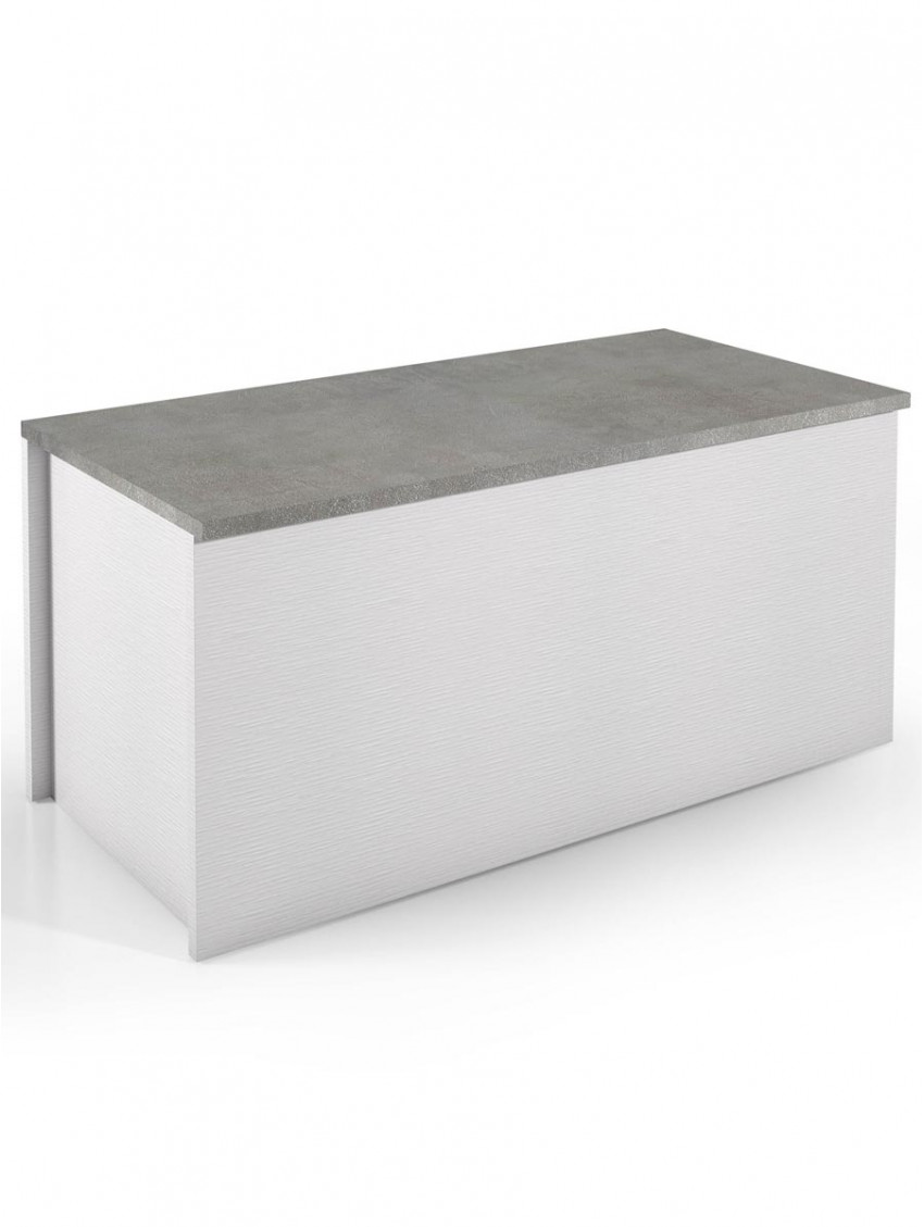 Panca baule texture 3d contenitore L90xP45xH45 cm HALLWAY Bianco//Cemento