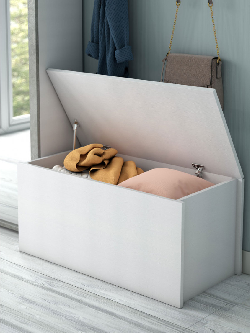 DANYA B Panca Da Ingresso In Similpelle Bianca Con Struttura Cromata - 69x33x46 Cm
