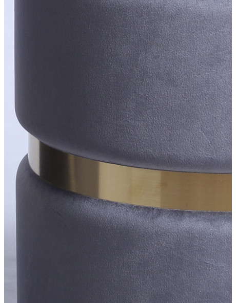 Set 2 Pouf contenitore in velluto Grigio dark anello Gold MELIS