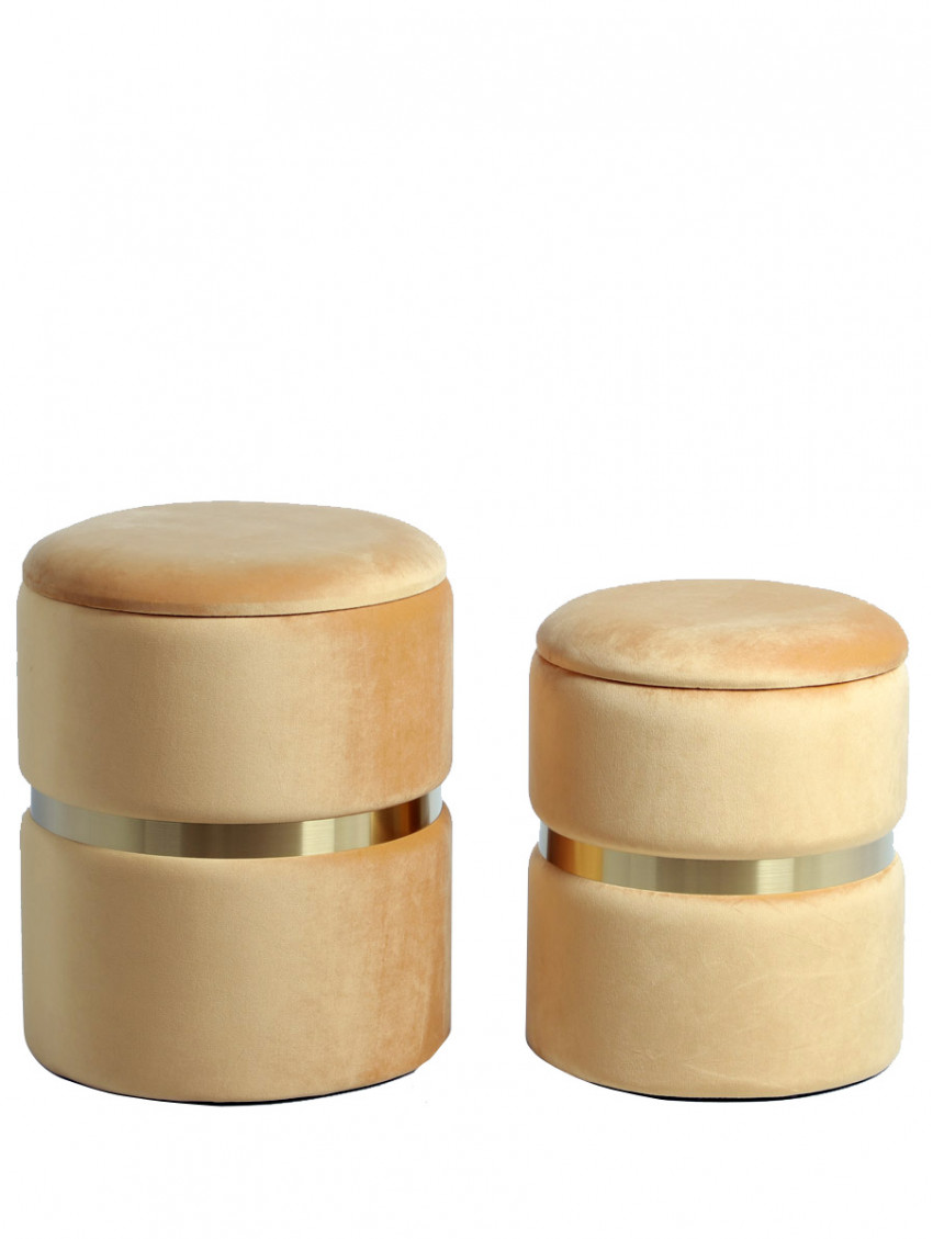Set 2 Pouf contenitore in velluto Ambra anello Gold MELIS