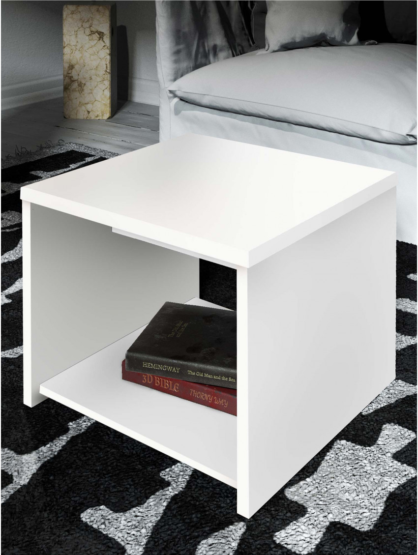 Tavolino L52 x P52 x H43 PETRO Bianco