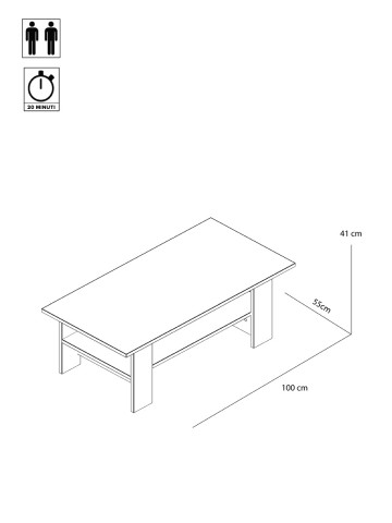 Tavolino con ripiano L100 x P55 x H41 SOTER Rovere carbon