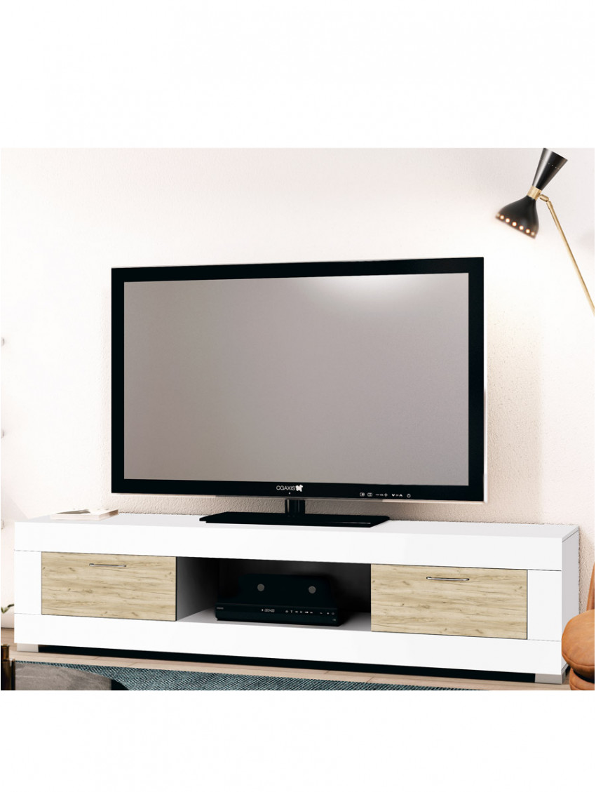 Mobile porta tv L185 x P40 x H41 DAMIAN Rovere gray / Bianco