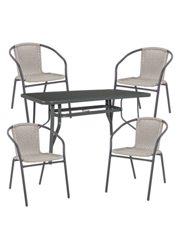 Set tavolo rettangolare MARTINEZ Antracite con 4 sedie RIPLEY Cloud