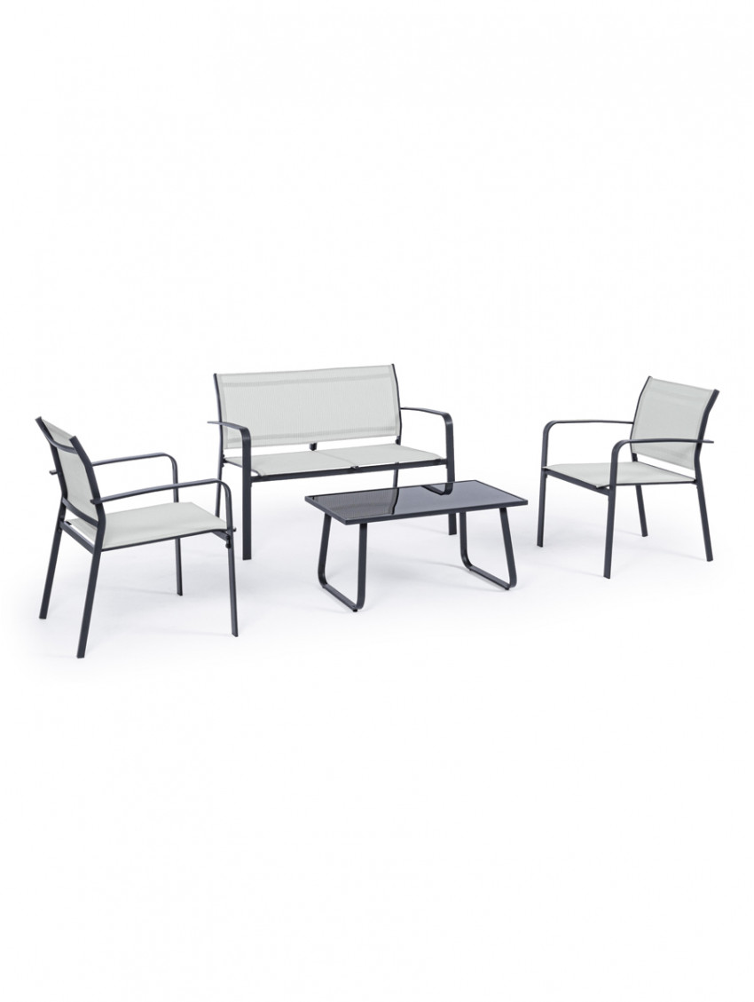 Set salotto giardino con tavolino in acciaio 4 posti ARENT Antracite