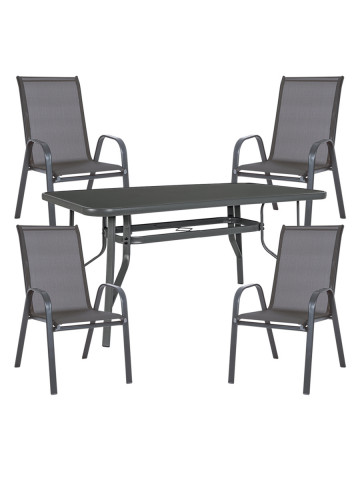 Set tavolo rettangolare con 4 sedie MARTINEZ Antracite