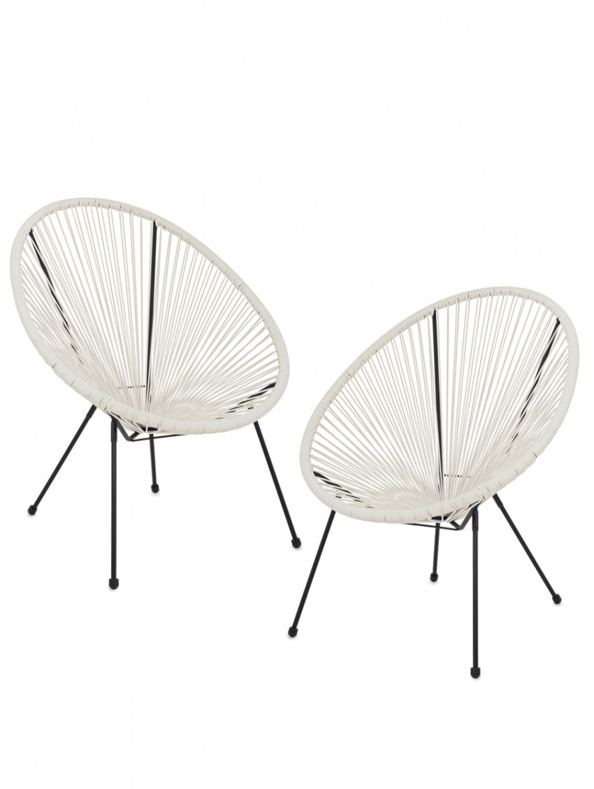Set 2 poltrone interno e/o esterno PARKER Bianco