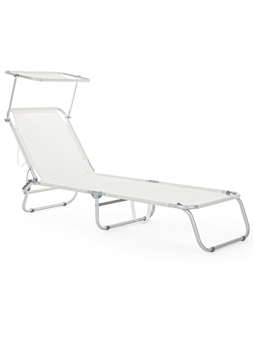Lettino relax  sdraio per giardino mare esterni pieghevole con tettuccio CROSS Bianco