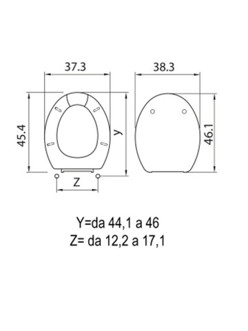 Sedile wc SELNOVA 3 ceramica POZZI GINORI copriwater in termoindurente cm 46,1x38,3 Bianco