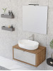 Mobile bagno sospeso 80 cm cassetto lavabo specchio DOMUS Rovere Farnia/Cemento Grigio Chiaro