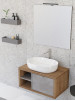Mobile bagno sospeso 80 cm cassetto ripiano lavabo specchio DOMUS Rovere Farnia/Cemento grigio scuro