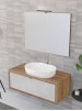 Mobile bagno sospeso 110 cm cassetto lavabo specchio DOMUS Rovere Farnia/Cemento Grigio Chiaro