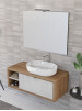 Mobile bagno sospeso 110 cm cassetto ripiano lavabo specchio DOMUS Rovere Farnia/Cemento grigio chiaro