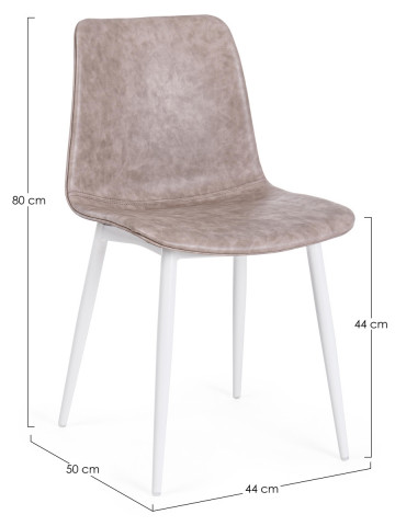 Set 2 sedie in similpelle gambe bianco KYRA Beige vintage