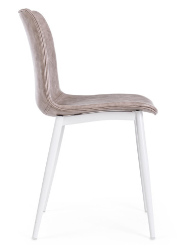 Set 2 sedie in similpelle gambe bianco KYRA Beige vintage