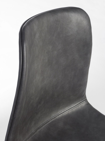 Set 2 sedie in similpelle gambe bianco KYRA Antracite vintage