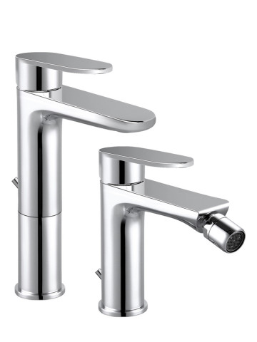 Set 2 Miscelatori lavabo alto e bidet con scarico automatico Kellertaps WINTER cromo