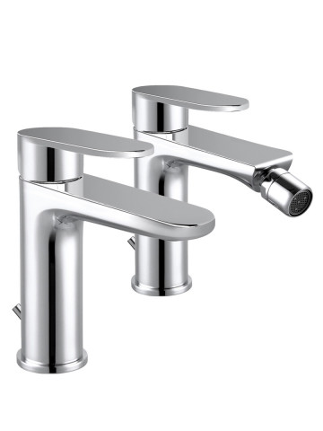 Set 2 Miscelatori lavabo e bidet con scarico automatico Kellertaps WINTER cromo