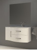 Mobile bagno sospeso vasca dx 104 cm 2 cassetti curvi 1 anta specchio led BEST Bianco lucido