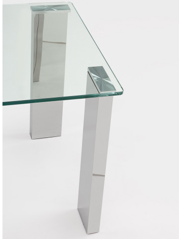 Tavolino quadrato vetro 12 mm struttura in mdf acciaio cromo cm L55xP55xH51 ARLEY