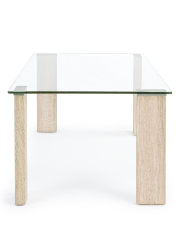 Tavolino rettangolare vetro 12 mm struttura in mdf effetto legno cm L120xP60xH45 ARLEY