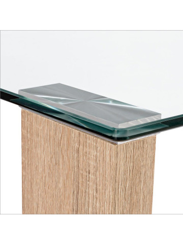 Tavolo top in vetro 12 mm struttura in mdf legno nature 140x80H75 cm ARLEY
