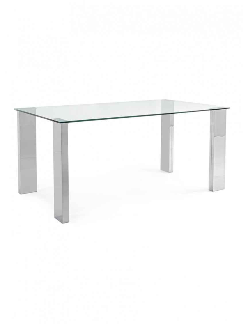 Tavolo top in vetro 12 mm struttura in mdf acciaio lucido 160x90H75 cm ARLEY