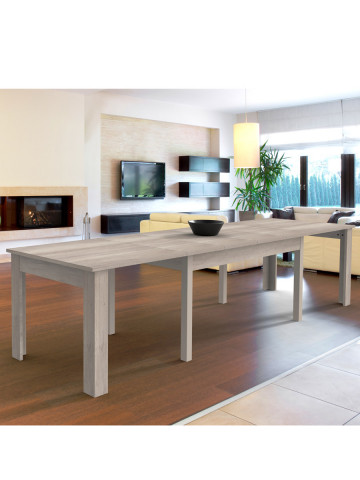 Tavolo rettangolare allungabile in legno 160/320x90 cm ZEFIRO Olmo sbiancato