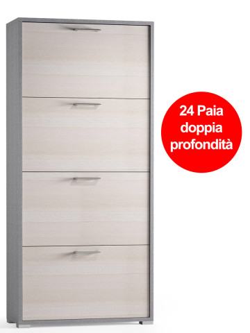 Mobile scarpiera texture 3d 4 ante L67xP28xH147 cm mod. 7004 Tessuto/Larice