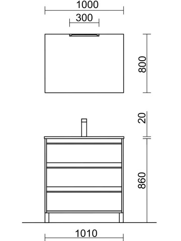 Mobile bagno legno  cm 100 3 cassetti e specchio con luce led ATTILA Rovere Ostippo