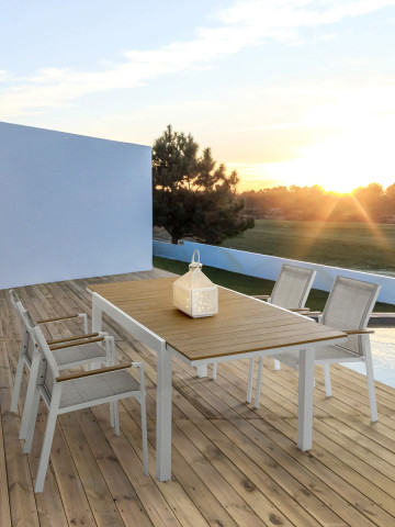 Tavolo giardino rettangolare allungabile in alluminio L140/200xP90xH75 cm ELIAS Bianco