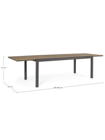 Tavolo giardino rettangolare allungabile in alluminio L200/300xP95xH74 cm ELIAS Antracite