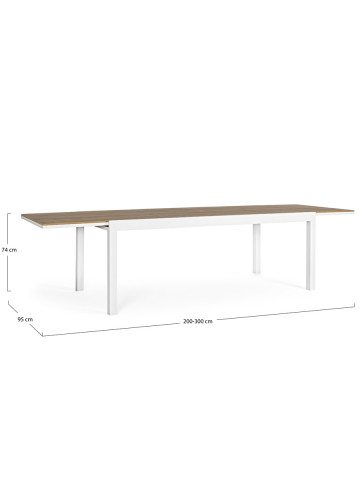 Tavolo giardino rettangolare allungabile in alluminio L200/300xP95xH74 cm ELIAS Bianco
