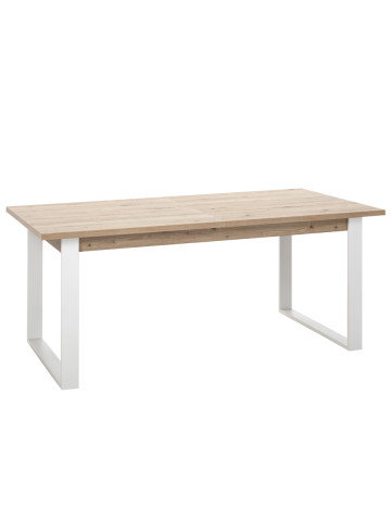 Tavolo allungabile in legno e gambe metallo bianco cm 180/240x91 CAPTUR Rovere artisan