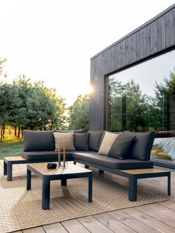 Salotto angolare/daybed giardino con cuscini e tavolino in alluminio NARELLE Antracite