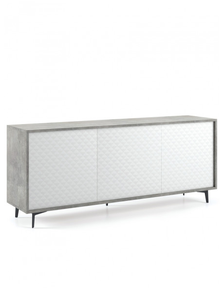 Mobile madia credenza porta tv 3 ante con ripiani interni L184 x P45 x H77 cm PASSWORD Beton/Bianco Mobile madia credenza porta tv 3 ante con ripiani interni L184 x P45 x H77 cm PASSWORD Beton/Bianco