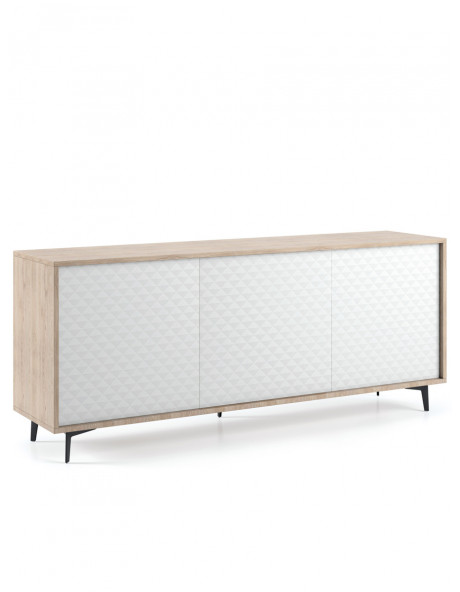 Mobile madia credenza porta tv 3 ante con ripiani interni L184 x P45 x H77 cm PASSWORD Rovere/Bianco Mobile madia credenza porta tv 3 ante con ripiani interni L184 x P45 x H77 cm PASSWORD Rovere/Bianco