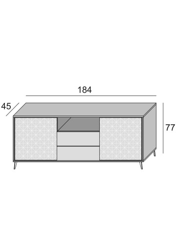 Mobile porta tv madia 2 ante 2 cassetti L184 x P45 x H77 cm PASSWORD Beton/Bianco