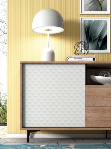 Mobile porta tv madia 2 ante 2 cassetti L184 x P45 x H77 cm PASSWORD Rovere/Bianco