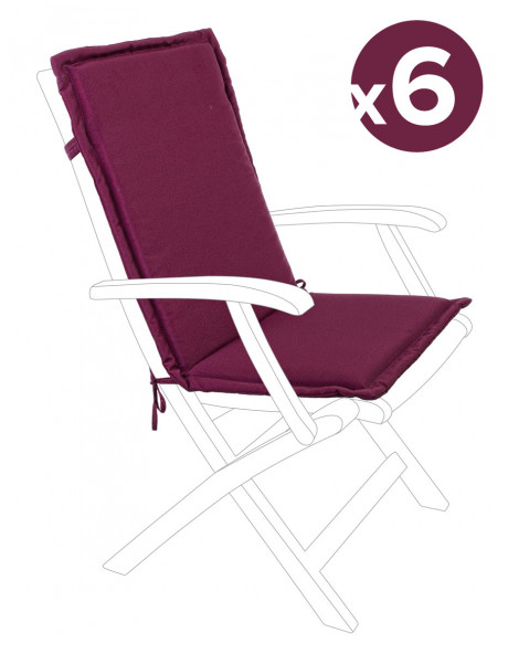 Set 6 cuscini con schienale per sedia giardino POLY180 Bordeaux
