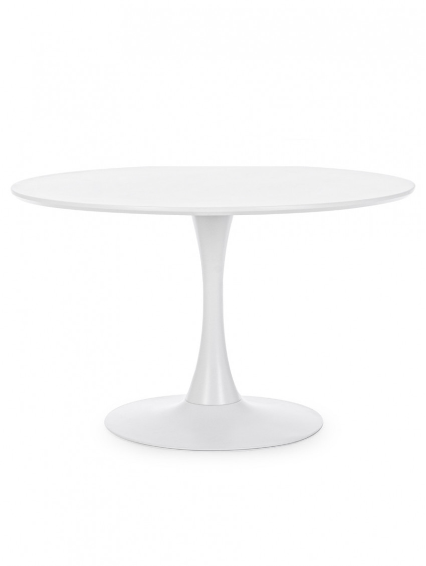 Tavolo pranzo tondo Ø 120 x h75 cm top in mdf  struttura in acciaio BLOOM Bianco