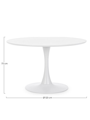 Tavolo pranzo tondo Ø 120 x h75 cm top in mdf  struttura in acciaio BLOOM Bianco