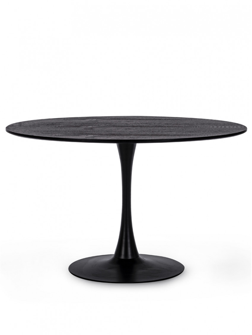 Tavolo pranzo tondo Ø 120 x h75 cm top in mdf  struttura in acciaio BLOOM Nero