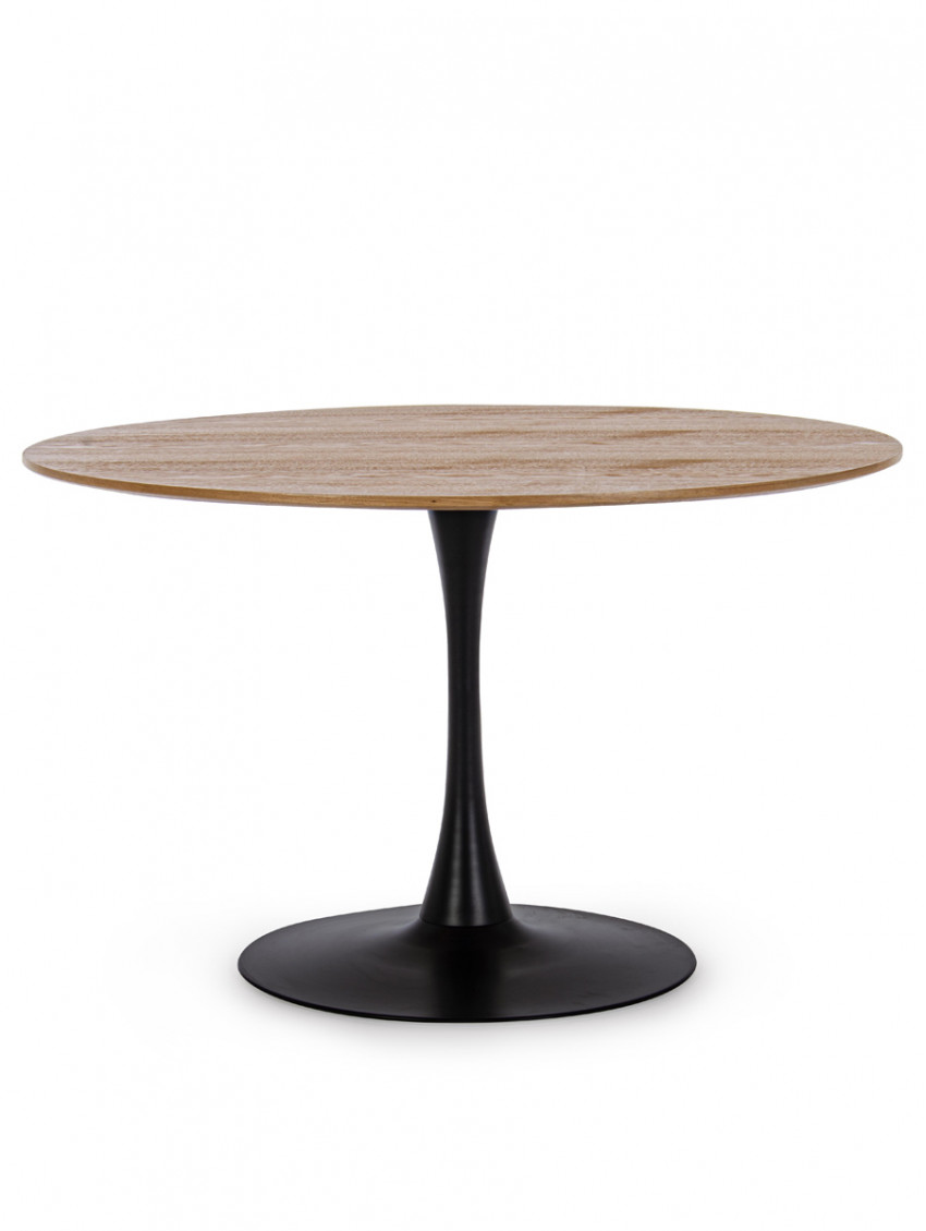Tavolo pranzo tondo Ø 120 x h75 cm top in mdf  struttura in acciaio BLOOM Veneer Nero