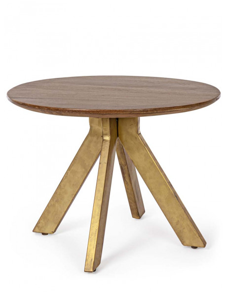 Tavolino rotondo in legno di mango e acciaio Ø 60 x H45 cm SHERMAN