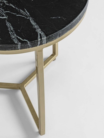 Tavolino rotondo in marmo e acciaio Ø 38 x H41 cm PRESCOTT marmo Nero