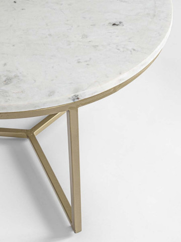 Tavolino rotondo in marmo e acciaio Ø 58 x H35 cm PHOENIX marmo Bianco